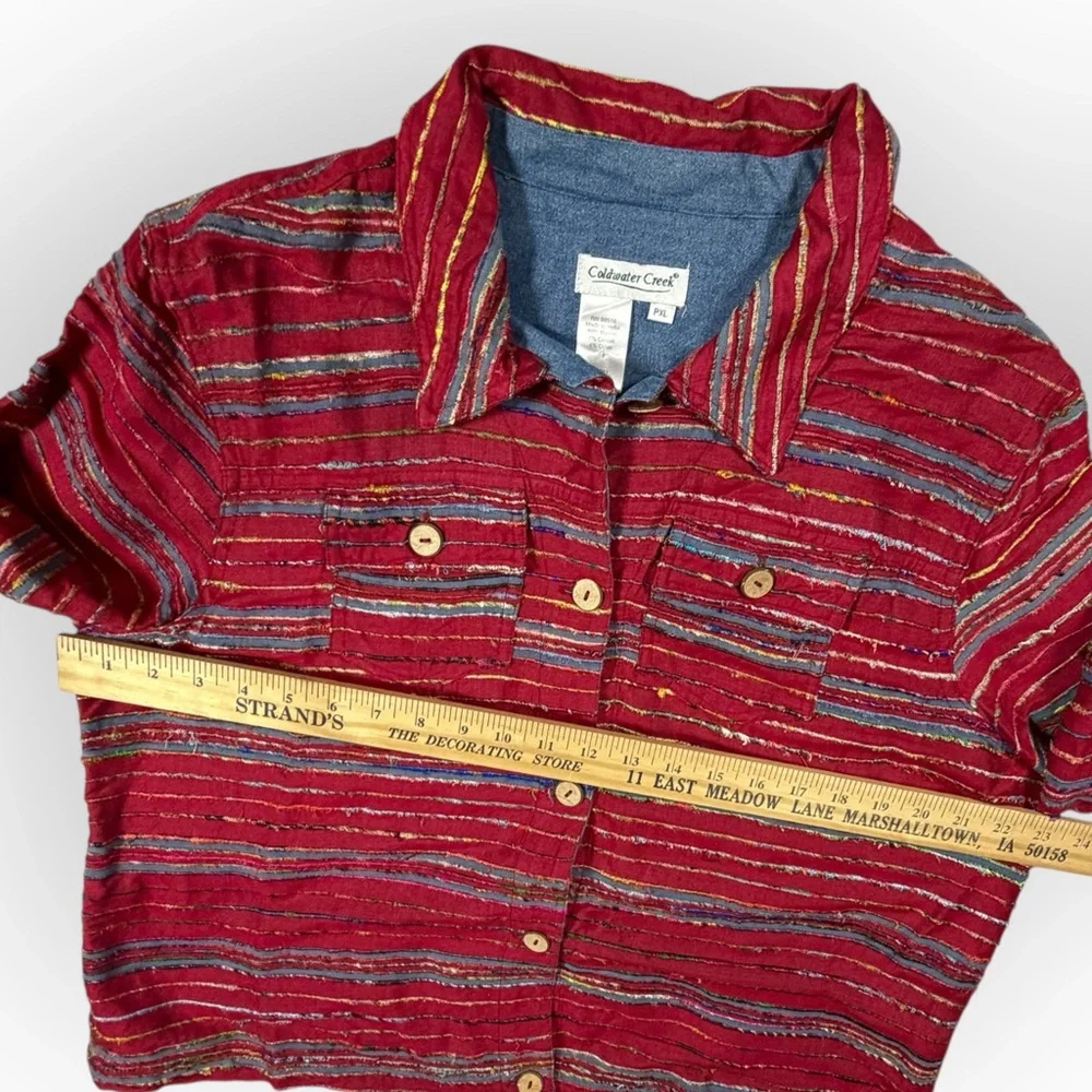 Coldwater‎ Creek Red Rayon Blend Shacket Jacket made in India